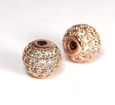 Clear Crystal Rose Gold Cubic Zirconia Beads, 8mm Round